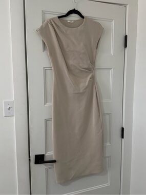 Zara Women's Cream Midi Sheath Dress - Size L